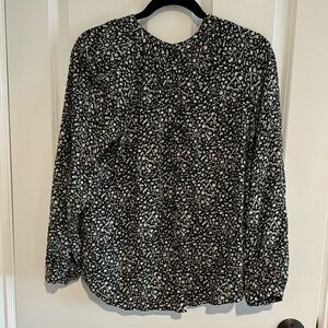 Floral black & white print blouse